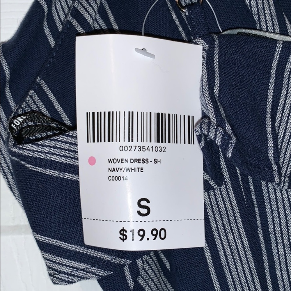 Navy & White Ruffle Striped Dress - Picture 4 of 4